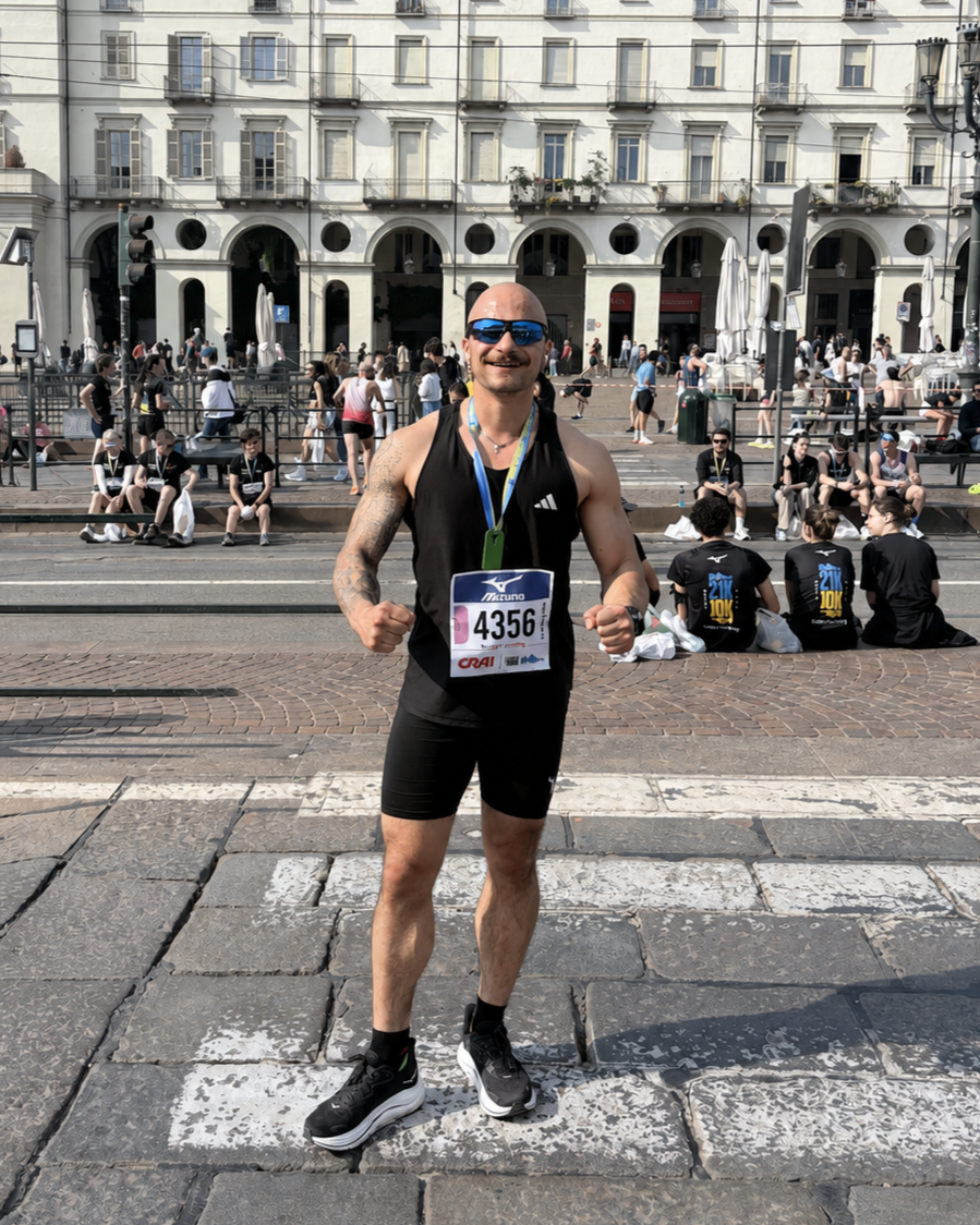 Right after crossing the finish line of the Torino 2026 Half Marathon.